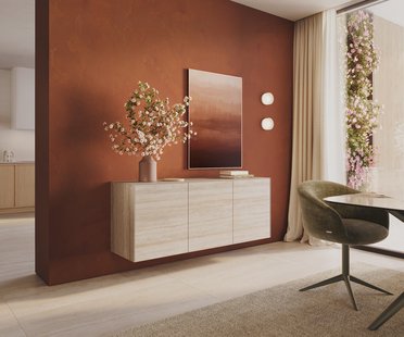 DELIFE Dressoir Cuor 150 cm Keramiek Laminam® Travertino Bianco Crème-wit 3 Deuren Zwevend