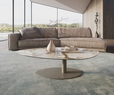 DELIFE Salontafel Edge Organisch 140x76 cm keramiek Minas Melange Vibany Metall effectafwerking titaan