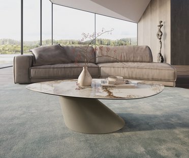 DELIFE Salontafel Edge Organisch 140x76 cm keramiek Minas Melange Conis Metall effectafwerking titaan