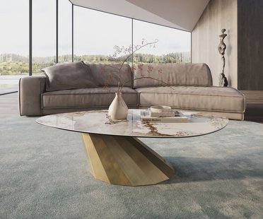 DELIFE Salontafel Edge Organisch 140x76 cm keramiek Minas Melange Parabi metallic goud