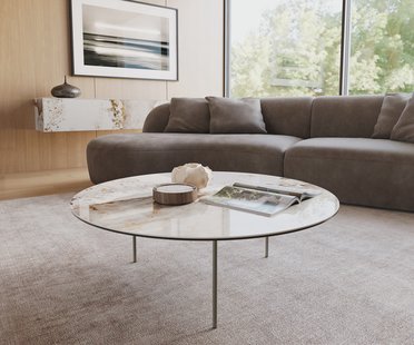 DELIFE Salontafel Edge rond 100x100 cm keramiek Minas Melange Trive Metall effectafwerking titaan