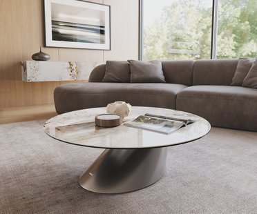 DELIFE Salontafel Edge rond 100x100 cm keramiek Minas Melange Conis geborsteld roestvrij staal