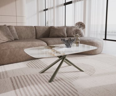 DELIFE Salontafel Edge Boot 120x70 cm keramiek Minas Melange Sarity Metall effectafwerking titaan