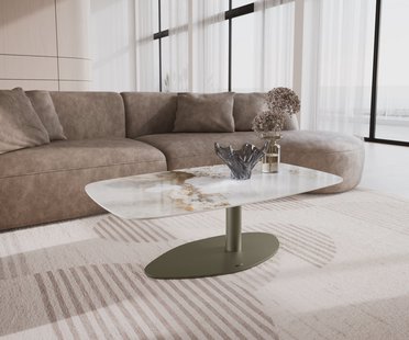 DELIFE Salontafel Edge Boot 120x70 cm keramiek Minas Melange Vibany Metall effectafwerking titaan