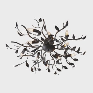 Yos plafondlamp, 10-lamps, 95 cm, zwart-goud, E14 Lindby - Slaapkamer - Florentijns - Metaal - Rond