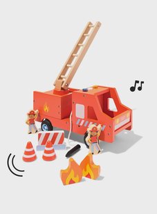 HEMA Brandweerwagen 27x16x13cm hout