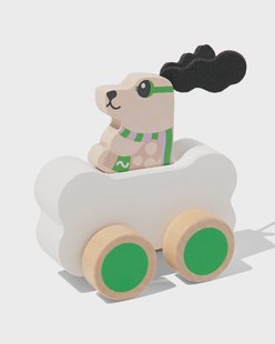 HEMA Auto met superheld hond 10x11x6.5cm hout