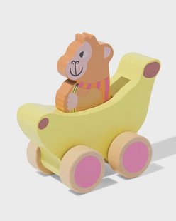 HEMA Auto met superheld slak aap 11.5x12x6.5cm hout