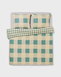 HEMA Dekbedovertrek 200x200/220cm flanel ruiten groen-beige (groen)