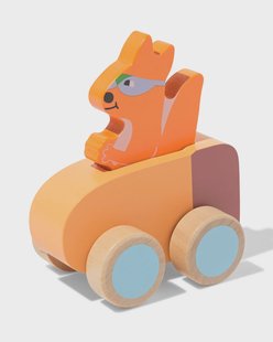 HEMA Auto met superheld eekhoorn 10x12x6.5cm hout