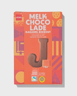 HEMA Chocoladeletter melk karamel zeezout J 135g