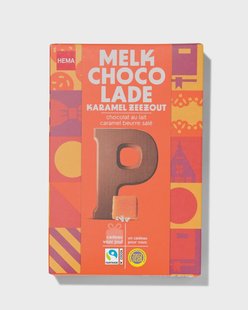 HEMA Chocoladeletter melk karamel zeezout P 135g