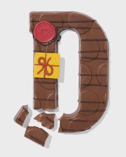 HEMA Handgedecoreerde chocoladeletter melk D 180g