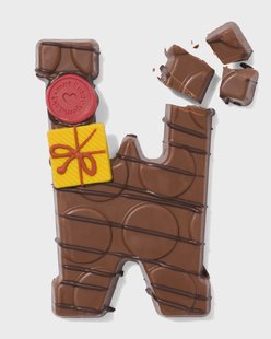 HEMA Handgedecoreerde chocoladeletter melk W 180g