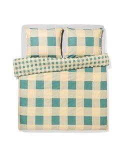 HEMA Dekbedovertrek 240x200/220cm flanel ruiten groen-beige (groen)
