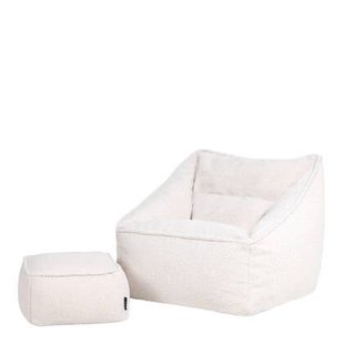 icon Natalia Zitzak Fauteuil met Poef - Teddy - Wit