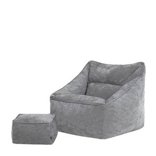 icon Natalia Zitzak Fauteuil met Poef - Chenille - Grijs