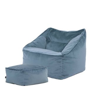 icon Natalia Zitzak Fauteuil met Poef - Velours - Blauw
