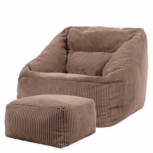 icon Natalia Zitzak Fauteuil met Poef - Ribfluweel - Mocha