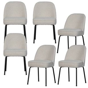 WOOOD Vogue Eetkamerstoelen - Bouclé - Naturel - Set van 6