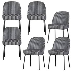 WOOOD Vogue Eetkamerstoelen - Polyester - Zwart|Grijs - Set van 6