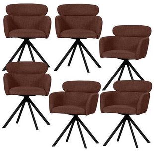 WOOOD Fenne Eetkamerstoelen - Polyester - Chestnut - Set van 6