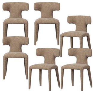 WOOOD Permit Eetkamerstoelen - Polyester - Zand - Set van 6