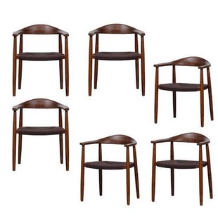 vtwonen Embrace Eetkamerstoelen - Beukenhout - Donkerbruin - Set van 6