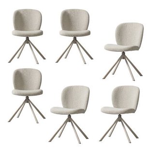 WOOOD Femke Eetkamerstoel - Bouclé - Naturel - Set van 6