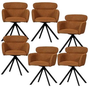 WOOOD Fenne Eetkamerstoelen - Polyester - Ginger - Set van 6