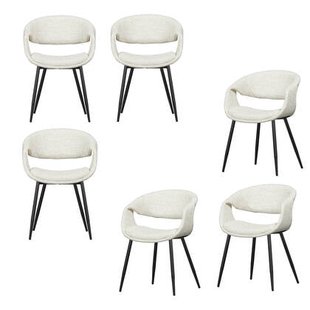 WOOOD Yossi Eetkamerstoelen Metalen Zwarte Poot - Naturel - Set van 6