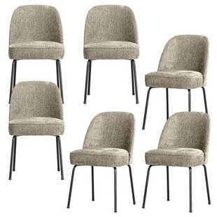WOOOD Vogue Eetkamerstoelen - Velvet - Wheatfield - Set van 6