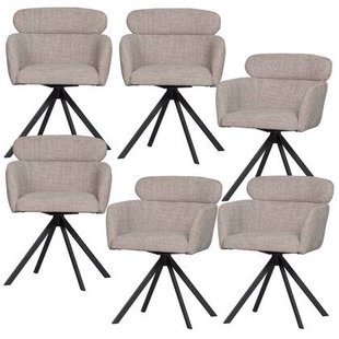 WOOOD Fenne Eetkamerstoelen - Polyester - Naturel - Set van 6