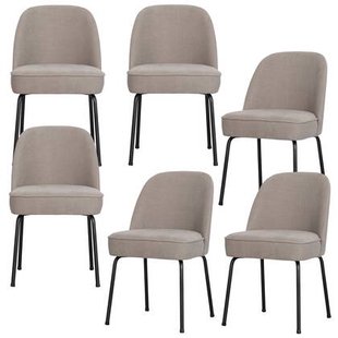 WOOOD Vogue Eetkamerstoelen - Geweven stof - Zand - Set van 6