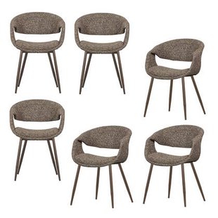 WOOOD Yossi Eetkamerstoelen Metalen Koper Poot - Bruin - Set van 6