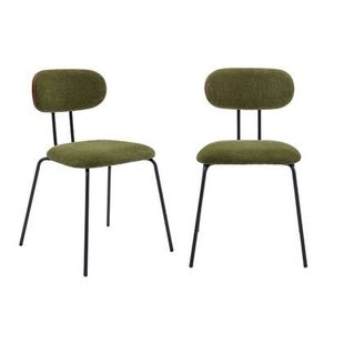 sweeek - Stoel waterafstotende stof, zwarte metalen poten (set van 2)