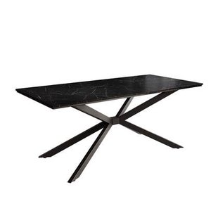 Meubella - Eetkamertafel Faithley - Zwart marmerlook - 190 cm