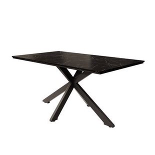 Meubella - Eetkamertafel Wabe - Zwart marmerlook - 160 cm