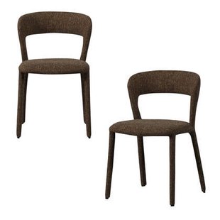 WOOOD Noble Eetkamerstoelen - Polyester - Warm Bruin - Set van 2