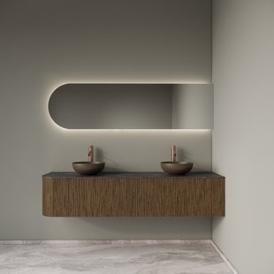 Badkamermeubelset Gliss Design Alluro 180 cm Rechts Castle Brown