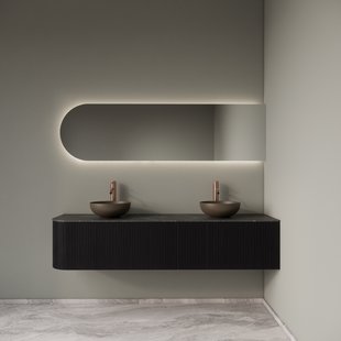 Badkamermeubelset Gliss Design Alluro 180 cm Rechts Black Veneer