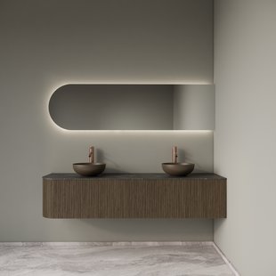 Badkamermeubelset Gliss Design Alluro 180 cm Rechts Ash Grey