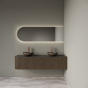 Badkamermeubelset Gliss Design Alluro 160 cm Rechts Ash Grey