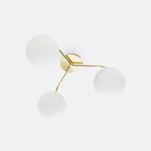 Driedubbele wandlamp in messing en opaline glas, Moricio