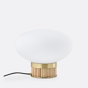 Lamp in messing, bamboe en opaline glas, Dolce