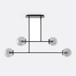 Hanglamp in metaal en gerookt glas, Atea