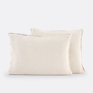 Kussensloop in gewassen linnen, laddersteek, Linot