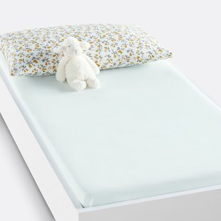 Effen hoeslaken voor babybed 20% gerecycled katoen, Poire