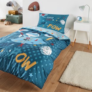 Bedset in recycled microvezel, rechthoekige kussensloop