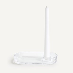 Set van 2 ovale kandelaars in glas, Sila